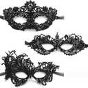 TFTSR Masquerade Masks for Women & Men - Mardi Gras & Venetian Dress Masks in Black & Gold Lace