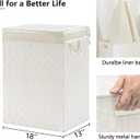 YOUDENOVA Handwoven Laundry Basket Hamper with Removable Bag and Lid, Collapsible Clothes Hamper with Handle, White