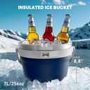 COKTIK 7L Insulated Ice Bucket with LidDouble Wall Vacuum Stainless Steel Beverage Bucket Keeps Frozen LongerHolds 6 Longnecks or 3 Bottles of Winefor Cocktail, Champagne, (Navy,1 Pack)