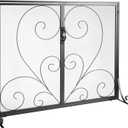 VEVOR Fireplace Screen 1 Panel with Door, Sturdy Iron Mesh Fireplace Screen, 39"(L) x31.6(H) Spark Guard Cover, Simple Installation, Free Standing Fire Fence Grate for Living Room Home Decor Vintage