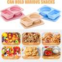 3 Pack Reusable Snack Containers with Lids, Silicone Double Compartment Snack Box Container, Small Mini Snack Pack Containers for Travel, Picnic, Work (Blue+Pink+Yellow)