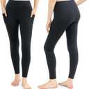 SATINA Women's High Waisted Workout Yoga Leggings (Black & Charcoal)