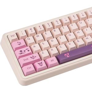 134 Keys Pink Purple Keycaps, PBT Custom Key caps Cherry Profile Japanese Keycaps Set Fit for 61/64/87/104/108 Cherry Gateron MX Switches Mechanical Keyboard