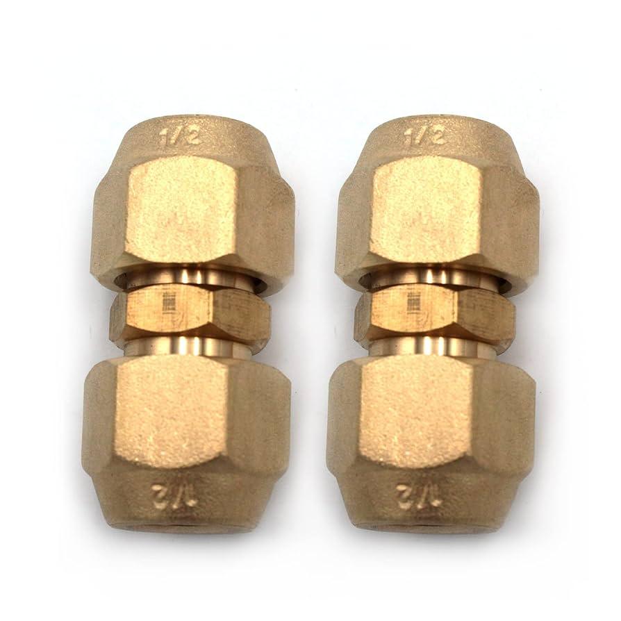 Air Conditioning Copper Pipe Extension - 1/4" Flare Nut Double Connector, Intermediate Connection Head, Free Solder, Fits 1/4"