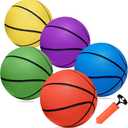 Mini Basketball Set - 5 Pack 6" Small Balls with Pump, Over The Door Mini Hoop Replacements, Toy for Toddlers, Kids, Teenagers, Pool, Indoors, Outdoors (Orange,green,yellow,purple,blue)