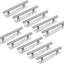 10 Pack Self-Stick Push Pull Helper ABS Plastic Wardrobe Handle Instant Cabinet Drawer Furniture Handles (Silver)