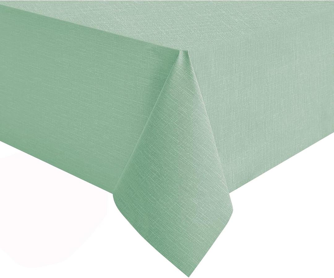 NLMUVW 52 Inch Square Vinyl Tablecloth, Heavy Duty Small PVC Table Cover 100% Waterproof Wipe Clean Table Cloth for Kitchen Dining Picnic, Sage Green, 52 x 52 inch