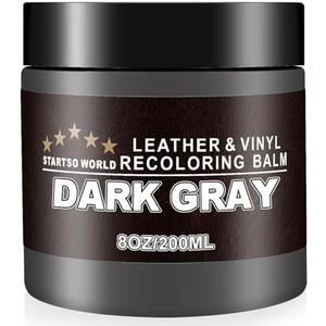 STARTSO WORLD Leather Recoloring Balm, Dark Gray Leather Repair Kit for Furniture, Leather Dye, Leather Color Restorer for Couches, Leather Couch Paint | Repair, Restore Old, Faded Leather