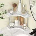KES Ceramic Bathroom Corner Countertop Organizer, 2-Tier Marble Pattern Corner Counter Shelf, Vanity Skincare Perfume Organizer and Makeup Storage, Polished Chrome, BSC900B-CH