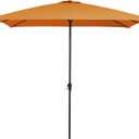 MEWAY 8x10 ft Rectangular Patio Umbrella Outdoor Umbrella with Crank, Table Market Umbrella 6 Sturdy Ribs UV Protection for Garden, Pool, Backyard, Orange