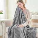 BEDELITE Fleece Throw Blanket for Couch 3D Ribbed Jacquard Soft and Warm Decorative Fuzzy Blanket Cozy, Fluffy, Plush Lightweight Grey Throw Blankets for Bed, Sofa, 50x60 inches