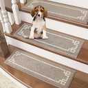 BEQHAUSE Stair-Treads-for-Wooden-Steps Non-Slip Washable Reusable Carpet Stair Treads 28inX9in Polyester Soft Indoor Stair Runner for Kids Elders and Pets 15pcs, Taupe