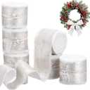 Suncalla 30 Yards Shimmery Chiffon Silk Ribbons for Xmas Tree Decoration Wedding Decor Invitations Bridal Flower Bouquets Gift Wrapping DIY Crafts(White)