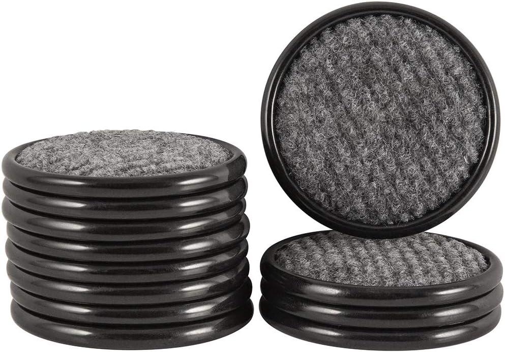 SoftTouch 1-5/8" Round Reusable Carpet Bottom Furniture Caster Cups for Office Chairs, Desks, and Carts, Furniture Wheel Caster Cups for Carpet and Hardwood Surfaces, 12-Pack, Brown/Gray