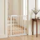 Narrow Baby Gate 24-29" Dog Gate Pressure Mounted Indoor Safety Gate for Stairs, Doorways, Hallways, No Drilling White Metal Pet Gate for Kids & Pets