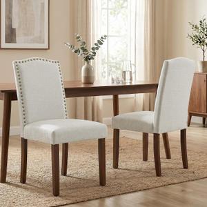 Dining Chairs Set of 2, Fabric Kitchen Chair for Living Room, Beige