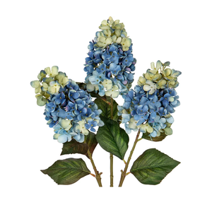 3PCS Fake Flowers Cone Hydrangea Dodger Blue Artificial Fall Flowers 27" Long Fall Floral Stems for Vase, Real Touch Silk Flowers Décor for Floral Arrangement Autumn Home Kitchen Table Décor