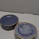 Hioasis 60pcs Blue Plastic Plates - Blue and Gold Disposable Dinnerware with Gold Rim, Heavy-duty, 7.5 inch, Dessert Plates for Party & Christmas