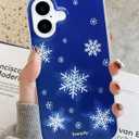 SCORPIFY for iPhone 17 Case [Compatible with MagSafe] with Christmas Frosted Night Design, Cute Blue Snowflake Magnetic Phone Cover Bumper for Women Girls, Glitter Sparkle Silver Accents