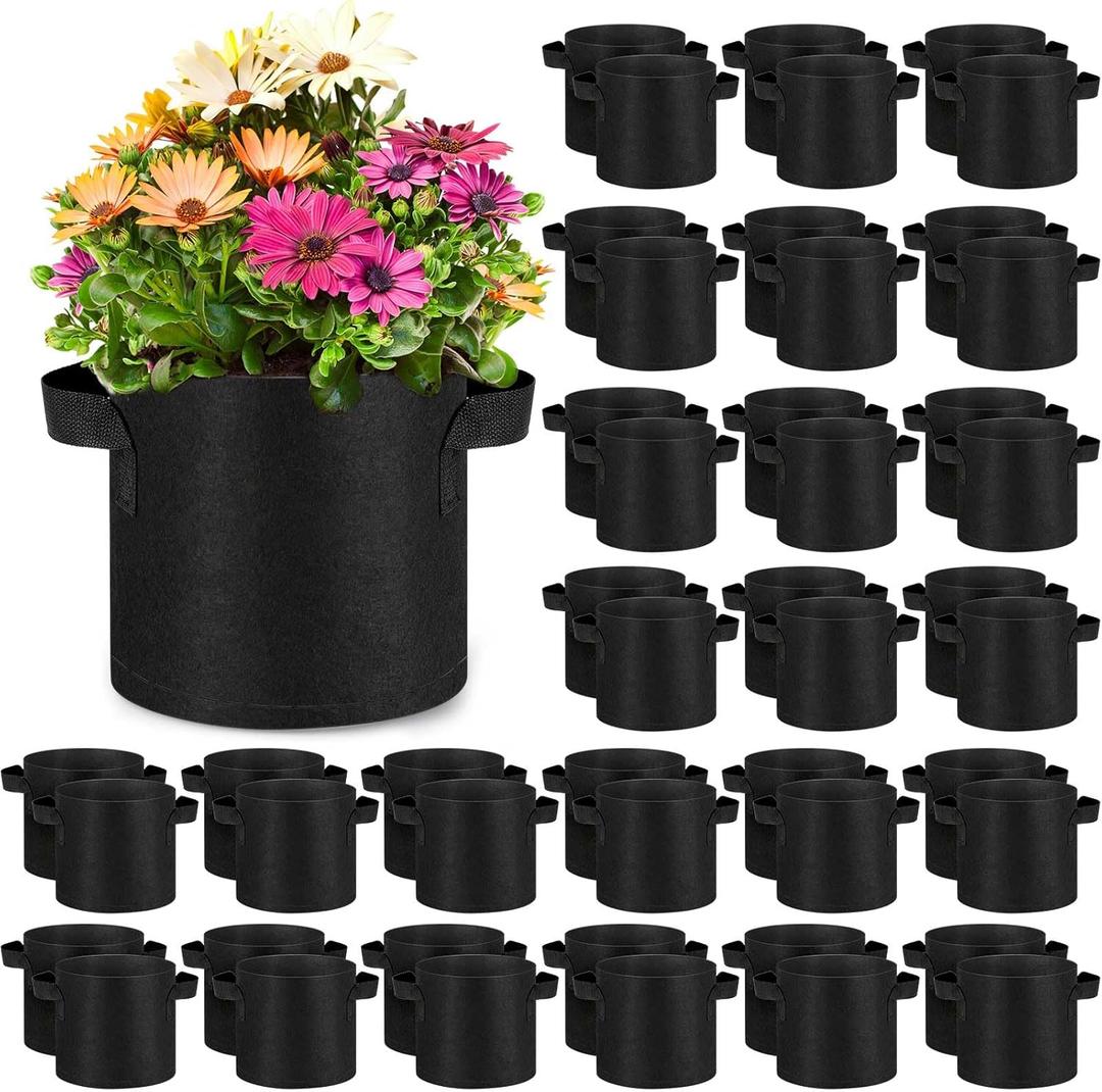 Nuanchu 100 Packs 2 Gallon Grow Bags Bulk Aeration Fabric Pot with Handles Thickened Nonwoven Garden Bags to Healthy Root Growth Vegetables Heavy Duty Grow Pots Planting Bag Planter for Flower Fruits