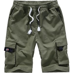 APTRO Men's Cargo Shorts Elastic Waistband Drawstring Summer Casual Cotton Big & Tall Relaxed Fit Work Shorts, 3XL