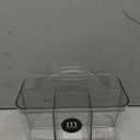 mDesign Plastic Makeup Storage Organizer Caddy Tote, Divided Basket Bin, Handle for Bathroom, Holds Eyeshadow Palettes, Nail Polish, Brushes, Shower Essentials, Small, Lumiere Collection - Clear