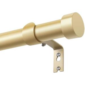 KAMANINA Gold Curtain Rod 32 to 58 Inch (2.6-4.8 Feet), 1 Inch Heavy Duty Curtain Rods for Windows, Modern Adjustable Drapery Rods with End Cap (32"-58")