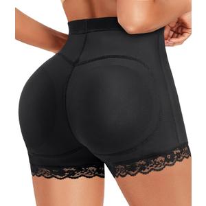 AOSBOEI Women Butt Lifter Panties Padded Shapewear Hip Enhancer Pads Shorts Seamless Underwear Tummy Control Boyshorts (Medium, Black)