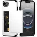 Nvollnoe for iPhone 17e Case, iPhone 16e Case with Card Holder Dual Layer Heavy Duty Protective Hidden Card Slot Slim Wallet Cover for iPhone 16e/17e 6.1''(White)