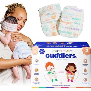 Happy Hues Cuddlers Disposable Diapers Size 2,12–18 lbs–Baby Diapers with Shea Butter, Wetness Indicator &Leak Protection–Ultra-Soft Unisex Newborn &Infant Diapers with Full Coverage, 108 Count
