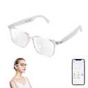 AI Smart Glasses for Women Men, Clear Frame Blue Light Glasses, Real-Time Translation（160+Languages), Photo Translation, No Subscription, Bluetooth 6.0 AI Translation Glasses for Business Travel-Pink