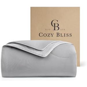 Cozy Bliss Cooling Comforter King Size Dual-Sided, Ultra-Soft Cooling Blankets for Hot Sleepers and Night Sweats, Breathable Lightweight Silky Smooth, Cool Grey