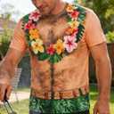 Mens Hawaiian Shirt with Abs Fake Muscle Shirts for Men 3D Funny Graphic Shirt S-XXL (XXL)