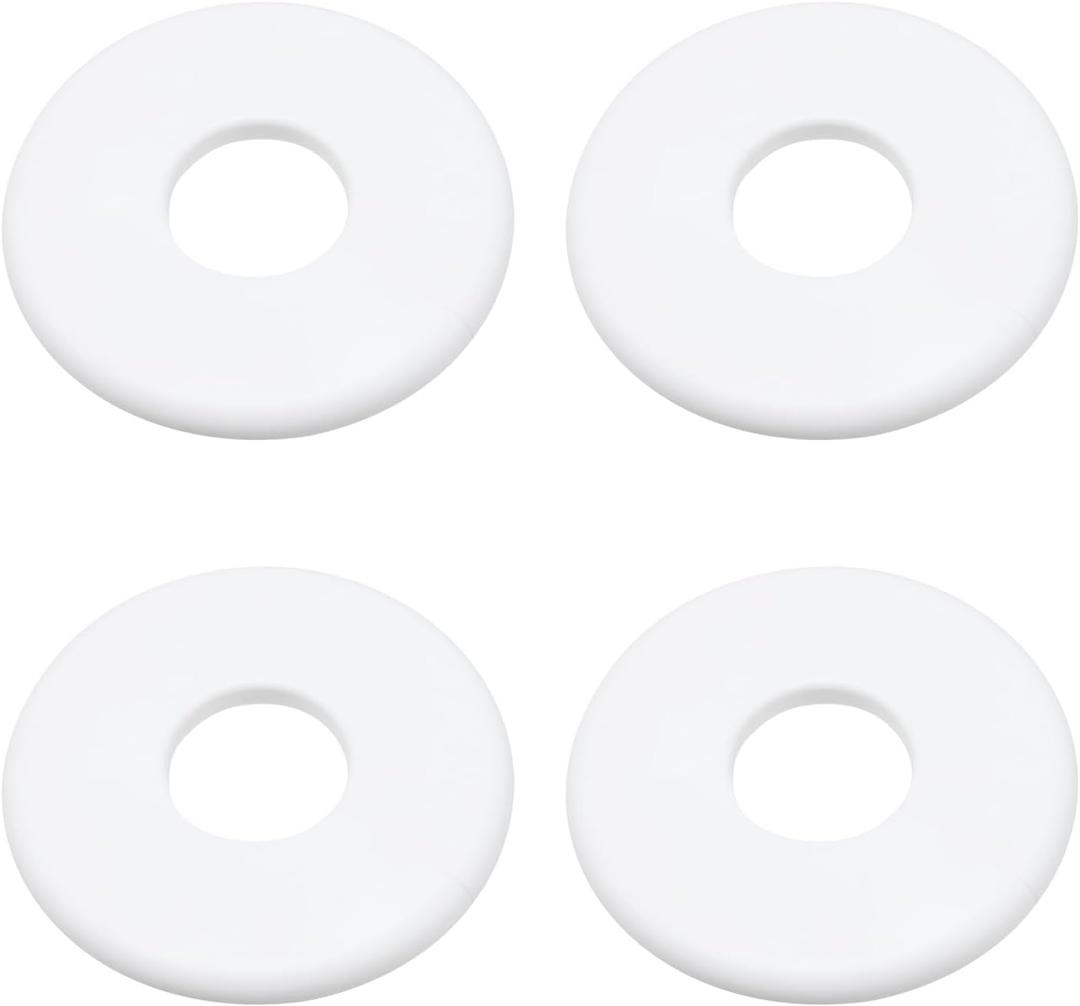 Wall Split Flange Escutcheon Plate for 1.3 Inch 4Pcs White, ABS Round Hole Cover, 3.74 Inch Self-Adhesive Pipe Cover, Water Pipe Wall Hole Decoration for Laundry Bathroom Kitchen