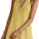 Panadila Womens Summer Two Piece Sets Beach Vacation Outfits Halter Neck Tank Top and Shorts Set Knit Lounge Clothes (Medium, Light Yellow)