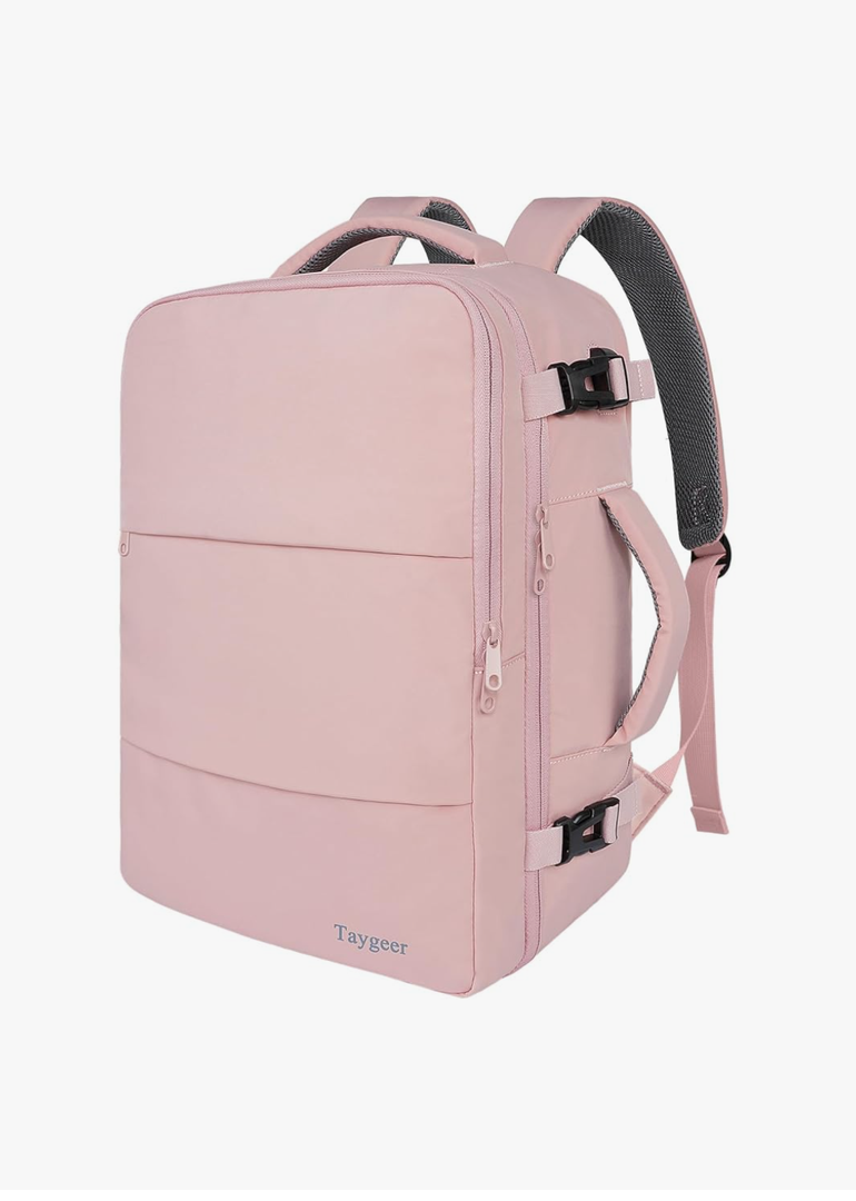 Taygeer Travel Backpack for Women, Carry On Backpack with USB Charging Port & Shoe Pouch, TSA 15.6inch Laptop Mochila Flight Approved, Nurse Bag Casual Daypack for Weekender Business Hiking, Pink