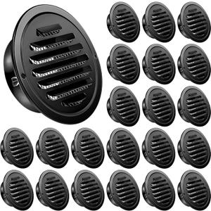 Zonon 24 Pcs Stainless Steel Soffit Vents 4 Inch Round Dryer Vent Cover with Mesh Screen for Home Outdoor Bathroom Wall Ceiling Outside Exterior Exhaust (Black)