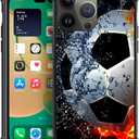 CARLOCA Compatible with iPhone 15 Case for Boys Girls Ultra Protection Shockproof Soft Silicone TPU Non-Slip Back Pattern Sizzling Soccer Mate
