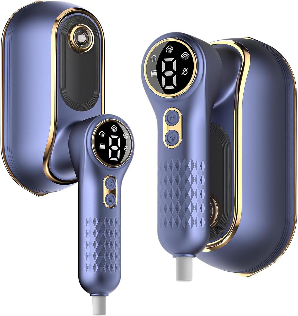 Portable Travel Steamer, 1200W Handheld Fabric Steamer for Clothes, 4Modes with LCD Display, Powerful Wrinkle Remover for Home & Travel, 150ml Water Tank, 10S Fast Heat-Up, 180°Swivel Handle, Blue