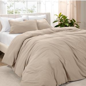 Bare Home Microfiber Duvet Cover Set - Ultra Soft Washed Microfiber - Queen Size - Linen-Like Look - Easy Care - Breathable Fabric - Our Softest Duvet Cover Set (Queen, Pebble Beach) (06 - Pebble Beach (No Comforter))