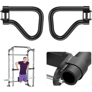 SELEWARE Solid Dip Bar Attachment for 2" x 2" or 3" x 3" with 1", 1/2" or 5/8" Hole Power Cage Squat Rack, Set of 2 Dip Bar Muti-Grip Handles for Strength Training, Double Welding Design