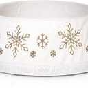 MJartoria Christmas White Tree Collar 30 Inch, Snowflake White Tree Ring, Christmas Tree Skirt for Artificial Christmas Tree, Rustic Holiday Party Indoor Decoration (White-Snowflake)