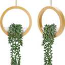 Der Rose 2 Pack Boho Wall Decor Fake Plants 15" Hanging Artificial Succulents Plants for Bohemian Living Room Bathroom Accessories