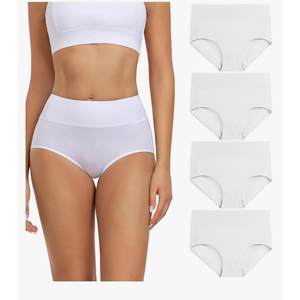 wirarpa Women's Cotton Underwear High Waisted Ladies Panties Full Coverage Briefs 4 Pack (Regular & Plus Size) XL