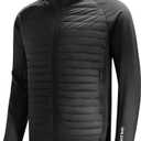 baleaf Men's Running Jacket Lightweight Thumble Hole Warm Up Puffer Jacket Hybrid Thermal Coat Insulated Hiking Golf (Small, Black)