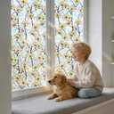 Kromapolis Window Privacy Film, Stained Glass Magnolia Floral 35.4″ x 78.7″