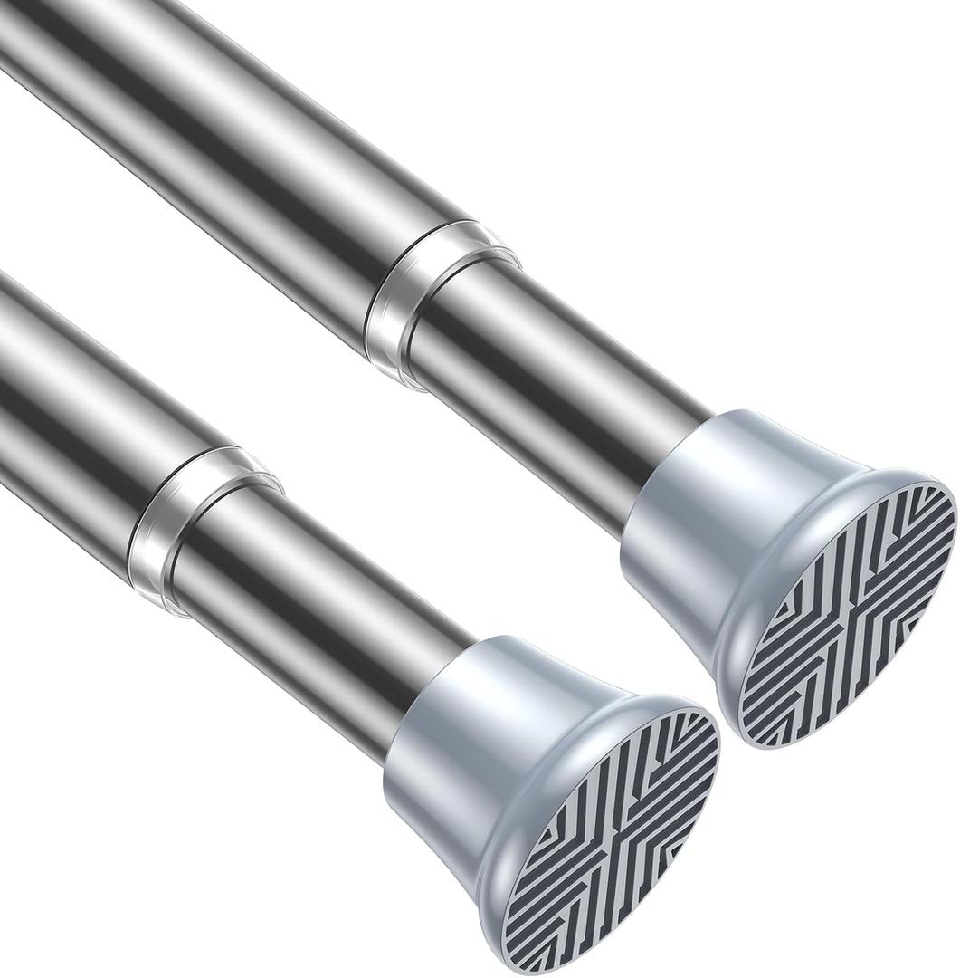AIZESI Silver Tension Rods, 24-46 Inch, 2 Pack, Stainless Steel, Tension Mounted, Window Treatment