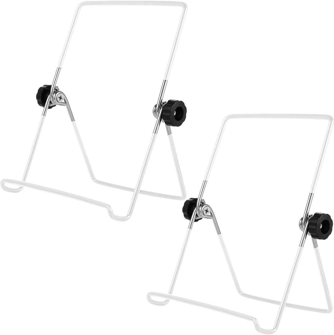 3 Pack Plate Stand Easel Picture Frame Stand Adjustable Foldable Tablet Iron Display Holder for Displaying Photos, Plates, Cookbooks(White)