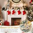 Riceshoot 40 Yard Christmas Tree Gold Ribbon Wired with Glitter 2.5" Glitter Mesh Champagne Fabric Christmas Ribbon Gold Wired Ribbon 4 Roll for Tree Topper Decor, Wreath, Gift Wrapping, Craft