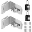Tanbupu 2Pcs Door Locks Hasp Latch,4 Inch 90 Degree 304 Stainless Steel Safety Packlock Clasp Hasp Lock Latch,Hinge Lock Padlock with Screws for Gates,Doors,Cabinets, Closets and More